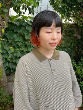 フェンヘアーアイス 中目黒(Fen.hair ici) 20代30代◎裾カラー×オレンジカラー外ハネボブ