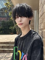 アーリー(Ali'i)&nbsp;ラウンドマッシュ黒髪パーマツーブロック襟足短め