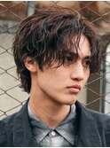 メンズシースルーマッシュニュアンスパーマシャドウパーマテテ風