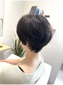ハッシュカット グレージュ デザインカラー 大人ショート