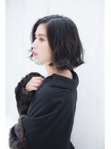 大人可愛いボブパーマ/黒髪カタログ/ふわミディ/耳かけ