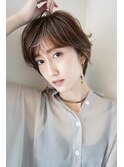 耳掛けショート小顔ボブ/大人ガーリー/ショコラブラウン