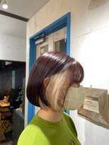 リッカヘアー(Ricca hair) 小顔ショートボブモカブラウンxインナーカラープラチナブロンド