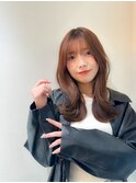 美髪エアリーロングヘア×ピンクブラウンカラー
