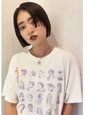 ハイトーンボブミニボブ切りっぱなしボブぱっつん前髪