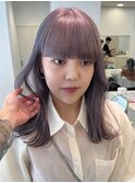 ワイドバングミディアムホワイトブロンドラベンダーイメチェン
