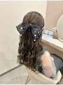 結婚式お呼ばれヘア＊リボン×ふわふわハーフアップ＊