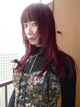 ベンジー 中目黒店(benji) ブリーチなしビビッドレッド×レイヤーカット