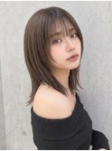 切りっぱなし/ミディアムレイヤー/オリーブベージュ小顔p北浦和!