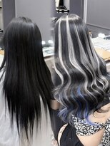 エル ヘアサロン なんば店(eL)&nbsp;グレーシルバー×青/ハイライトエクステ@AZUSA