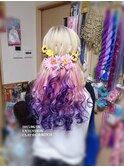【カジュアルアレンジ】仙台エクステ グラデーション 編み込み