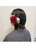 卒業式ヘアアレンジ 和装ヘア 成人式 金箔 水引き