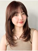 ワイドバング斜めバングホワイトブロンドサイドバング前髪