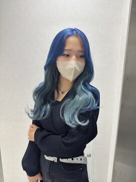 アリープパロット(ALEAP parrot) グラデーションカラー/ブルー×ライトブルー/ロングレイヤー