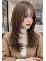 ケシキ 表参道 原宿(kesiki.)&nbsp;ミディアムレイヤー顔周りカットハッシュカットフレンチバング