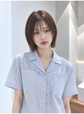 地毛風縮毛矯正韓国風顔まわりレイヤー小顔ボブ切りっぱなしボブ