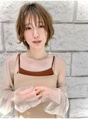 韓国風シースルーバンクミルクティーベージュショート