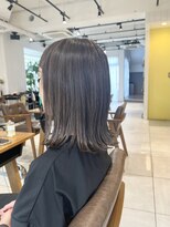 小森谷,黒髪,グレーベージュ,レイヤーロング,前髪パーマe38