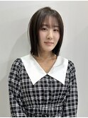 切りっぱなしボブ×ニュアンスレイヤー×ぱっつん前髪