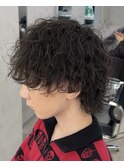 カルマパーマ/ベリーショート/ダークアッシュ/ニュアンスパーマ