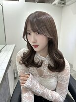 小顔レイヤーカットミニウルフデジタルパーマチェリーブラウン