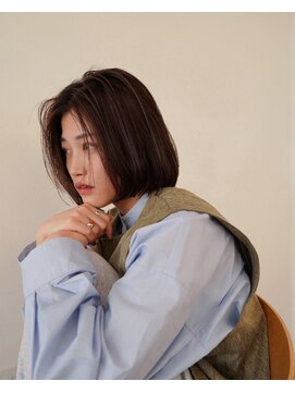 オルセン ディービーエー バルーンヘアー(OLSEN D.B.A BALLOON HAIR) 前髪なしボブ/ワンカールボブ/ブラウン/ボブ/センターパート