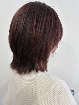 ナチュラルウルフ/ミディアムウルフ/ピンクカラー/