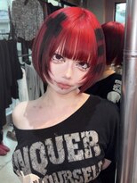 オルン(ORGN.) 赤 デザインカラー レイヤーカット 派手髪 原色カラー