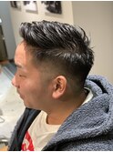 メンズワイルドアップバングサイトパートショートツーブロック