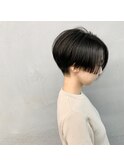 #刈り上げアシメショート×ダークグレーカラー