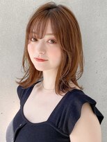 前髪 アンブレラカラー こなれミディ イメチェン ウェーブパーマ
