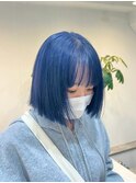 大人気ボブスタイル/スカイブルー/マリンブルー/トリートメント
