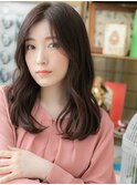 ★黒髪くすみベージュくせ毛風小顔ミディアムウルフ30代40代★1