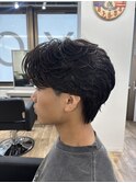 サンウォン風長めシースルーマッシュニュアンスパーマ韓国ヘア