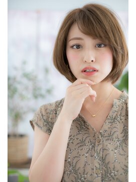 ミック 日暮里店(miq) 大人かわいい♪斜めバングx艶カラー前下がりひし形ショートb