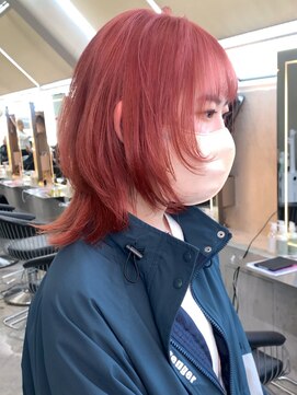 ロンド 表参道店(Lond) Lond表参道【伊杏】ミディアムウルフ レイヤー ピンクカラー