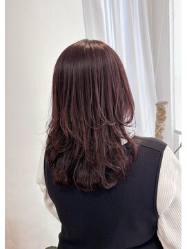 フレア 心 武庫之荘(flare) レイヤーミディ×ピンクベージュ×ハイライト