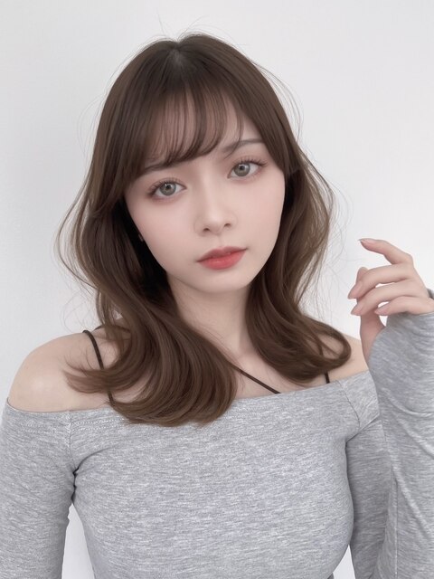 シースルーバングうる艶髪艶感似合わせカット美髪大人美人