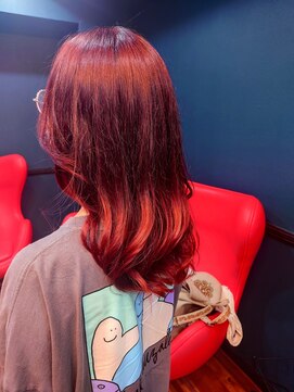 イリエヘア 川口(irier hair) ブリーチなしグラデーションレッド/