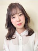 顔周りレイヤー/くびれセミロング/ナチュラルブラウン