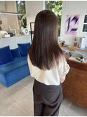 ココアグレージュ透け感うるツヤワンカラーナチュラルストレート