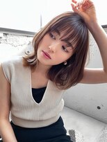 エインアンリー 明治神宮前(AIN.ANLY.)&nbsp;☆くびれヘアプリコットオレンジハイライトカラーボブパーマ小顔