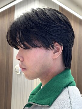 カルム(kalm) メンズセンターパートウルフセンターパートニュアンスパーマ襟足