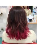 ベージュ×ビビットピンクグラデーションカラー