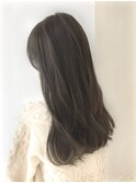 ぷつっと重めロング×オリーブベージュ