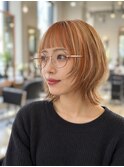 オレンジベージュ×くびれショートウルフ