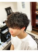 メンズ波巻きスパイラルウルフパーマ