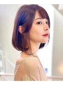 大人可愛い/ナチュラルミディアムボブ/30代40代50代/ふんわり