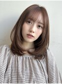 10代20代30代40代レイヤーカット鎖骨ミディマロンベージュ
