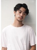 アップバング　黒髪　アンニュイパーマ